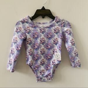 Olive Mae Tiny Dancer Purple Floral Leotard 12 18 month One Piece Bodysuit
